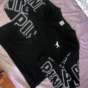 PINK black n white cropped shirt